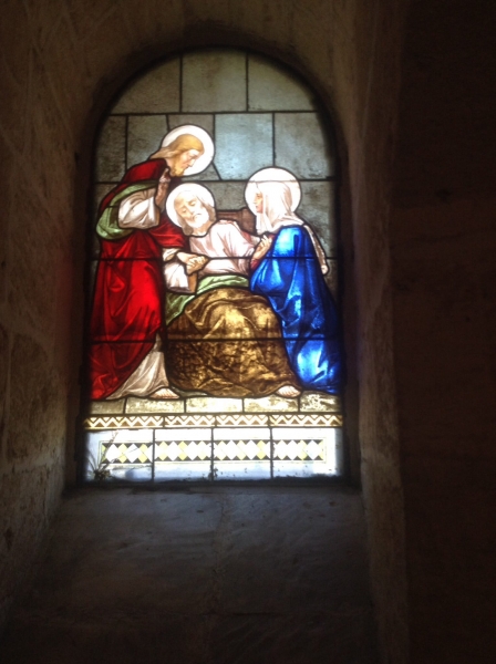 A Window depicting Jesus with his parents in a church in Nazareth
