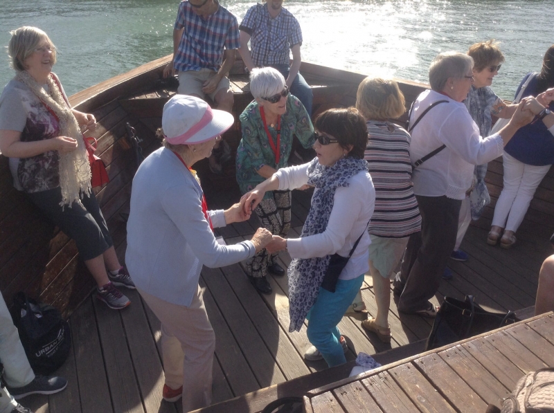 Dancing on a boat on The Sea of Galilee