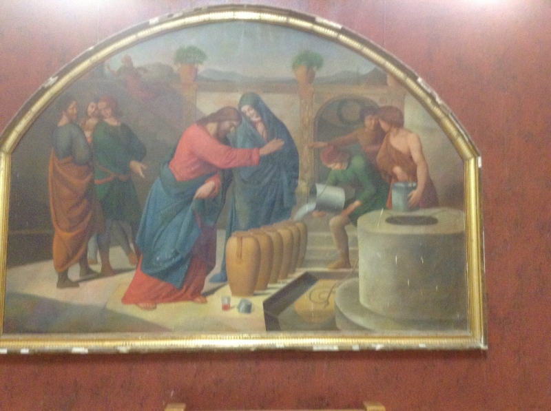 The 1st Miracle of Jesus in a picture in the Church at Cana